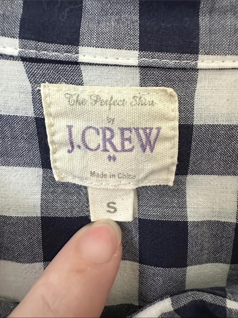 J. Crew Women’s Navy and White Gingham Button-Down Shirt
